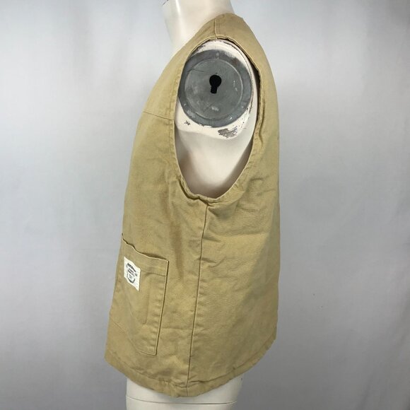 PACSUN ~ MENS SMALL ~ TAN CANVAS FULL ZIP LINED VEST CHORE COAT CARGO - Picture 4 of 7